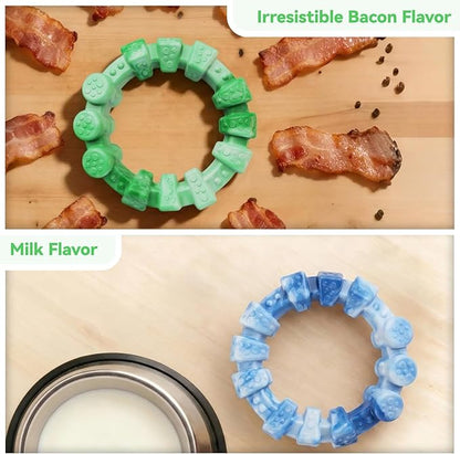BoYoYo Dog Toys for Aggressive Chewers, 2 Pack Indestructible Dog Toys for Large Breed, Durable Chew Toy for Dogs to Keep Them Busy, Ring Toy for Trainging & Cleaning Teeth, Milk Flavored