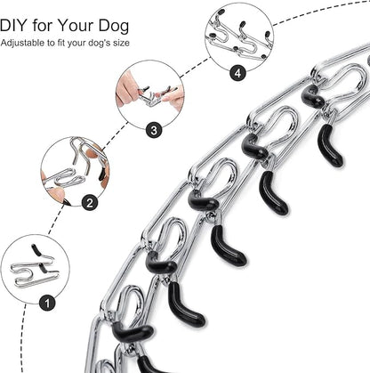 Prong Collar for Dogs Adjustable No Pull Dog Choke Pinch Training Collar with Comfortable Rubber Tip for Small Medium Large Dogs (Small, Black)