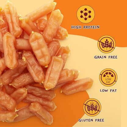 Jungle Calling Soft Chicken Sausage Dog Treats, Slow Roasted Tender Chicken Jerky for Small & Medium Dogs, Grain-Free High Protein Dog Training Treats, Easy to Chew, 10.6 oz