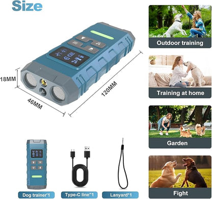 Dog Bark Deterrent Device,G3 Anti Barking Device for Dogs, Bark Stopper with Display,Ultrasound Dog Bark Deterrent,for Indoor/Outdoor/Safe and Effective Bark Stopper with Flashlight (Blue)