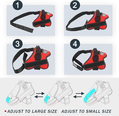 Bolux Dog Harness, No-Pull Reflective Dog Vest, Breathable Adjustable Pet Harness with Handle for Outdoor Walking - No More Pulling, Tugging or Choking (Red, S)
