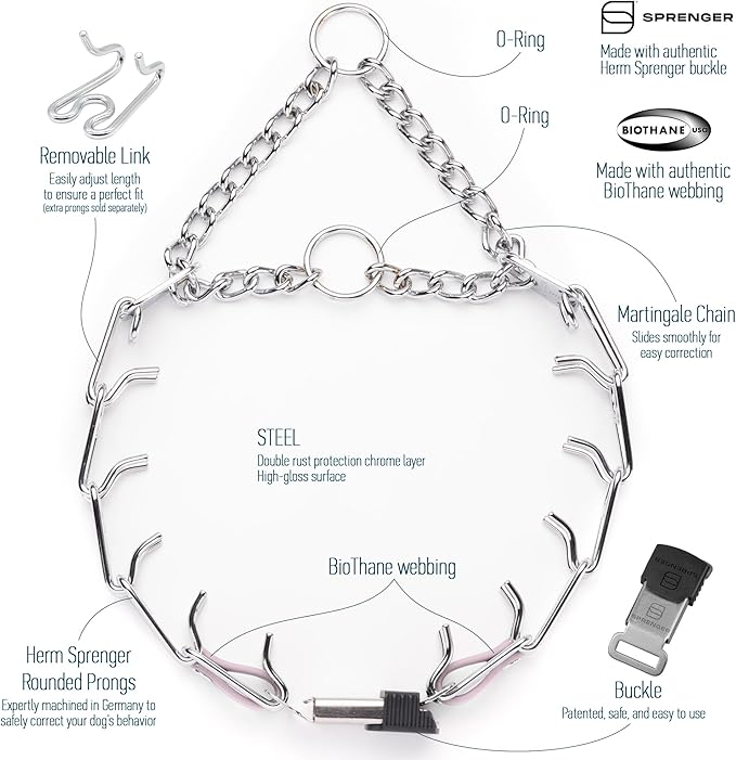 Herm Sprenger Chrome Plated Steel Dog Collar with Quick Release ClicLock Buckle O-Ring Biothane Insert Training Collar Made in Germany (Pastel Purple, 22in x 3.0mm(Neck Size up to 18-19in))