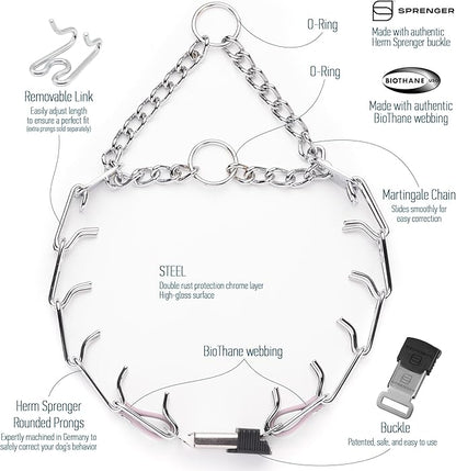 Herm Sprenger Chrome Plated Steel Dog Collar with Quick Release ClicLock Buckle O-Ring Biothane Insert Training Collar Made in Germany (Pastel Purple, 22in x 3.0mm(Neck Size up to 18-19in))