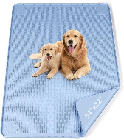 Pee Pads for Dogs, 34" x 22" Extra Large Reusable Silicone Mat, Washable Puppy Training Pads for Potty Training, Non-Slip, Leak-Proof, Indoor Floor Protection (Blue)