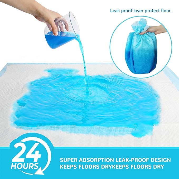 120-Count Extra Large Dog Pee Pads Puppy Pads XL, Thicker Design for Super Absorbent and Leak Proof Dog Pads, Disposable Potty Training Pads for Dogs, 28x34 Inches (Blue)