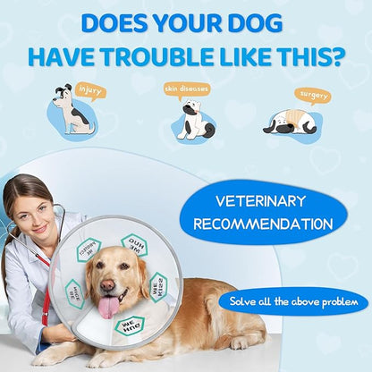 Supet Dog Cone Collar After Surgery to Stop Licking: Adjustable Recovery Elizabeth Collar Alternative for Large Medium Small Dogs, Plastic Pet Head Neck Cone (S)