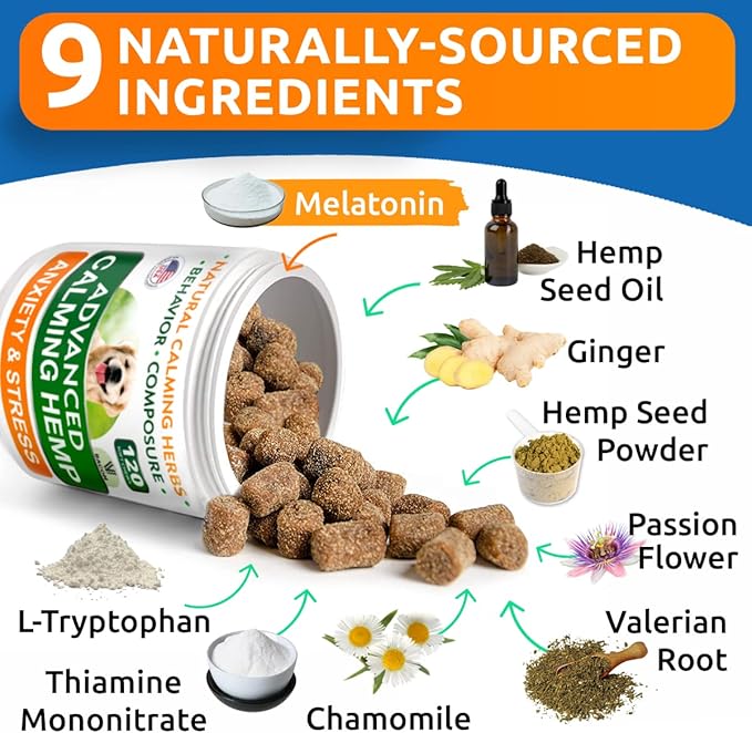 BARK&SPARK Advanced Calming Hemp Treats for Dogs - Hemp Oil + Melatonin - Anxiety Relief - Separation Aid - Stress Relief During Fireworks, Storms, Thunder - Aggressive Behavior, Barking - 120Ct BBQ