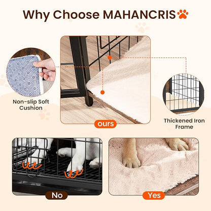 MAHANCRIS Dog Crate Furniture with Cushion, Wooden Dog Kennel with Double Doors, Heavy Duty Dog Cage for Small/Medium/Large Dogs, Indoor Dog House End Table, 39.4" L, Rustic Brown DCHR10701