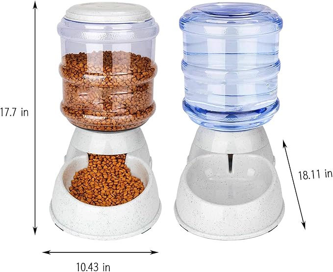 Pet Gravitational Feeder and Water Dispenser Large 3 Gallon 11 Liters-Thickened Durable,Dog Cat Water Bowl Dispenser Large,Automatic Replenish Pet Waterer Dispenser Station