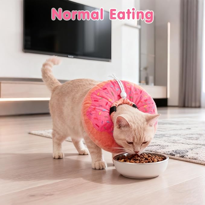 BEAUTYZOO Cat Cone Collars Soft, Cat Recovery E Collars After Surgery to Stop Licking, Adjustable Elizabeth Circle Collar Cute Pet Donut Pillow for Cats Kitten Small Dogs, Pink M