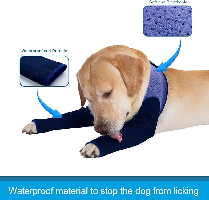 Coodeo Dog Recovery Sleeves, Cone Collar Alternative, Abrasion Resistant Dog Recovery Suit, Washable 2.5mm Thick and Waterproof, Pet Wounds Prevent Licking, Biting (Purple, S)
