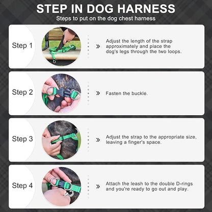 BEAUTYZOO Step in Dog Harness Collar and Leash Set for Small Medium Large Dogs, No Pull No Choke Puppy Harness, Soft Mesh Reflective Pet Padded Vest Adjustable for Doggie Girl or Boy,French Bulldog