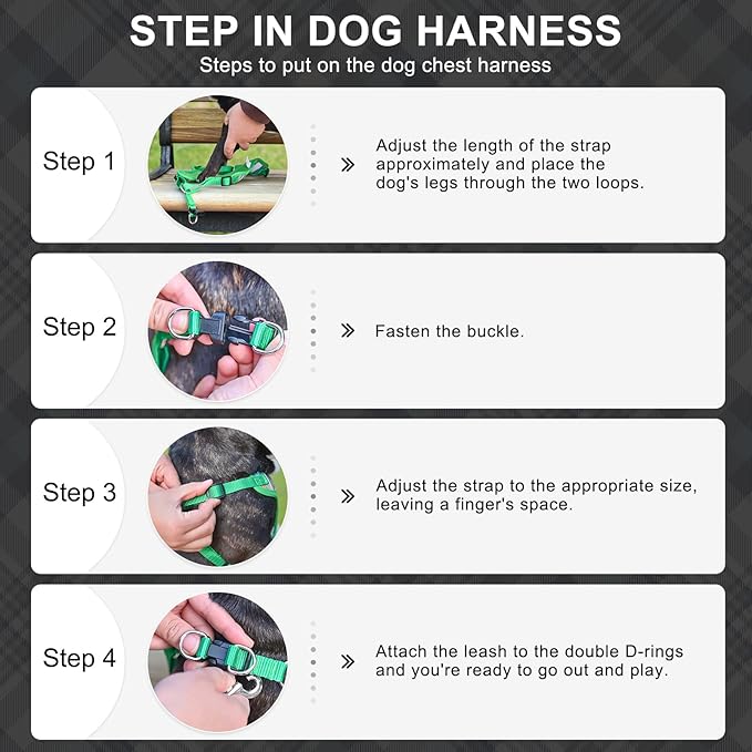 BEAUTYZOO Step in Dog Harness Collar and Leash Set for Small Medium Large Dogs, No Pull No Choke Puppy Harness, Soft Mesh Reflective Pet Padded Vest Adjustable for Doggie Girl or Boy,Chihuahua,Yorkie