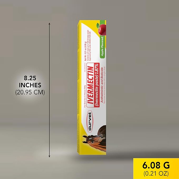 Ivermectin Paste Dewormer - 6.08g dose @ 1.87%-Apple Flavored, 6 Count