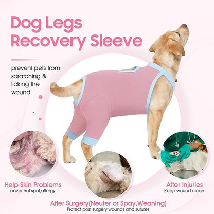 IDOMIK Recovery Suit for Dogs Hind Legs|Dog Surgery Suit for Female Spay Male Neuter,Dog Leg Sleeve to Stop Licking Rear Legs,Long Sleeves Wound Cover Onesie Shirt for Dogs,Cone Collar Alternative