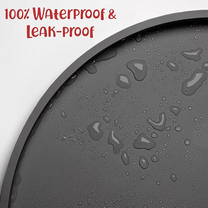 DogBuddy Dog Food Mat - Waterproof Dog Bowl Mat, Silicone Pet Mat for Food and Water Bowls, Nonslip Pet Feeding Mat with Edges, Dogs Food Mats for Floors, Puppy Supplies (XXL: 32" x 19", Gray)