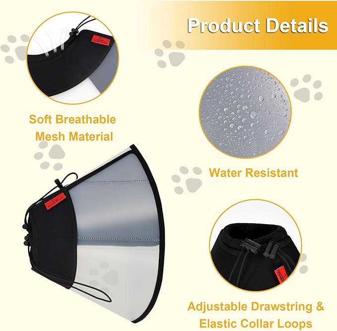 Plastic Dog Recovery Cone Collar, Soft Comfortable Breathable Post-Surgery Pet Cone, Escape-Proof & Easy Clean, Prevents Licking Wounds, Waterproof & Adjustable XL (Neck 17.3"-21.2")