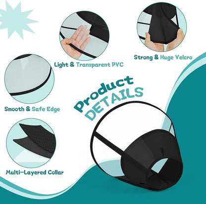 Dog Cone Collar After Surgery to Stop Licking, with Soft Waterproof Liner, Transparent PVC, for Large Medium Dogs, Elizabeth Neck Recovery Collar ALtermative(M)