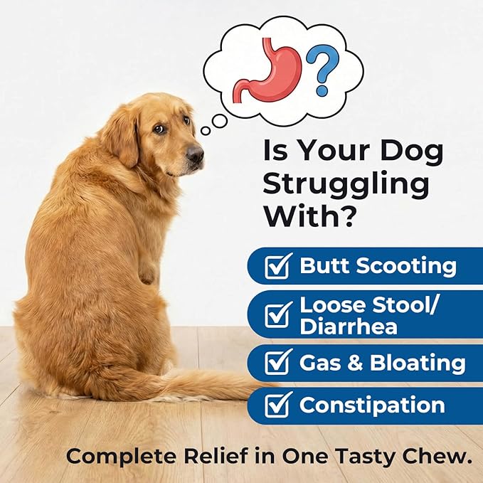Dog Probiotics Soft Chews with 160mg Pumpkin & Papaya Enzymes – 90 Count – 4-in-1 Gut Support for Scooting Comfort, Stool Consistency & Occasional Gas – Chicken Liver Flavor