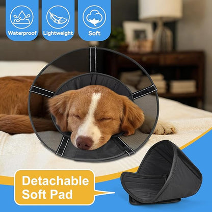 Dog Cone Collar to Stop Licking: Soft Mesh Recovery Collar After Surgery with Detachable Pad, Elizabeth Cone Alternative for Large Medium, Small Dogs, Normal Eating and Drinking (XS, Black Mesh)