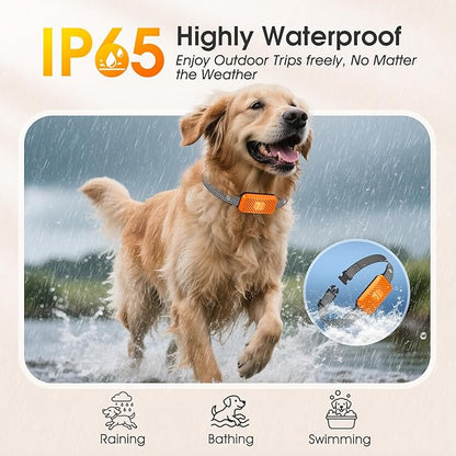 Dog Bark Collar for Large Medium Small Dogs, Effective No-Bark Collar, Smart Barking Collar, Rechargeable Bark Collar with 7 Sensitivity, 3 Modes, Waterproof, Orange
