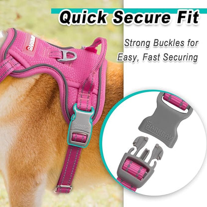 BARKBAY Dog Harness No Pull Mesh for Small Dogs - Adjustable, Reflective, Comfortable, No Choke, Heavy-Duty - Perfect for Outdoor Training, Walking, and Hiking - Strong & Durable - XS & Pink Mesh