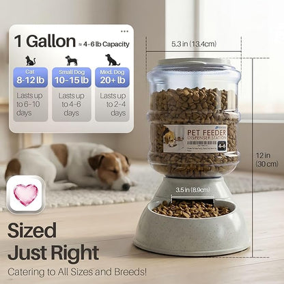 Flexzion Gravity Pet Feeder Food Dispenser (4-6 lb Size) for Dogs Cats Automatic Replenish Dry Food Storage Container Bowl for Small Medium Breed Dog Cat Animal Feeding Watering Fountain Supplies