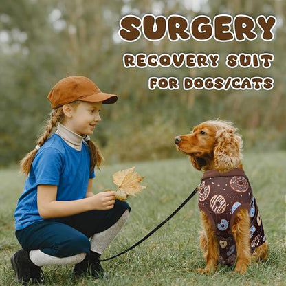Dog Surgery Suit, Breathable Surgical Recovery Suit for Female Spay Male Neuter, Anti-Licking Surgical Recovery Suit for Abdominal Wounds Skin Disease, Brown, XX-Large