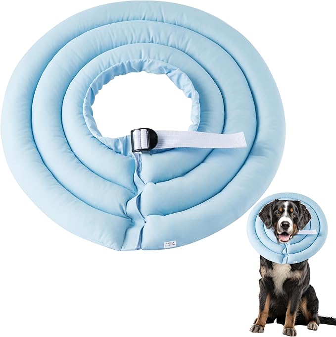 Soft Dog Cone Collar - Adjustable Recovery Cone for Large Dogs After Surgery to Stop Licking, Waterproof Elizabethan Protective Neck Donut Collar Alternative for Pet (Blue, 2XL)