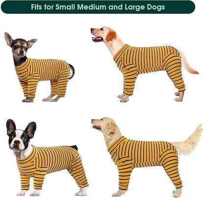 Kuoser Recovery Suit for Medium Dogs After Surgery, Long Sleeve Dog Surgery Recovery Suit, Dog Onesie for Abdominal Wounds Skin Disease, Yellow M