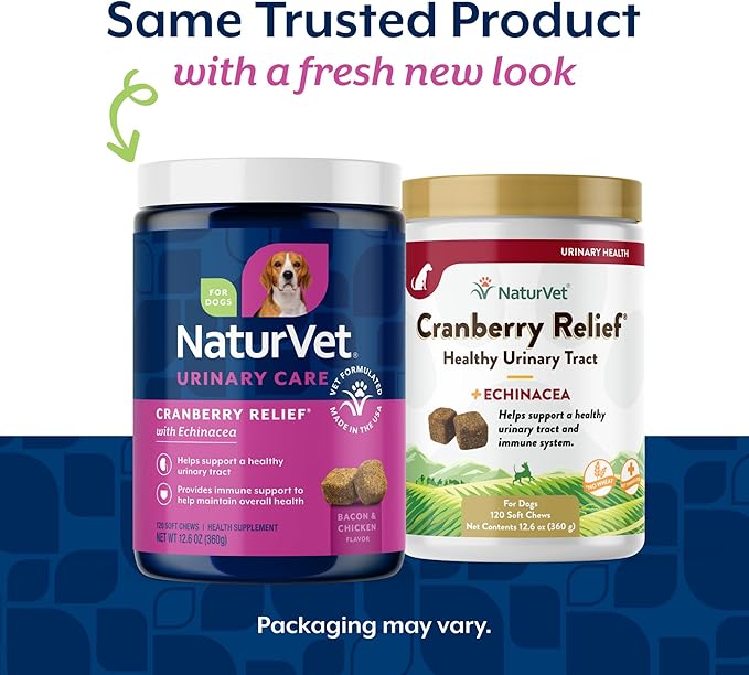 NaturVet – Cranberry Relief Plus Echinacea – Helps Support a Healthy Urinary Tract & Immune System – 120 Soft Chews