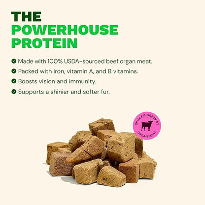Get Joy Freeze Dried Superfood 100% Beef Heart, Kidney, Liver Dog Treats Variety Pack, 4 Ounce (Pack of 3), Single Ingredient Organ Meat, High Protein, Grain Free, Gluten Free, Made in USA