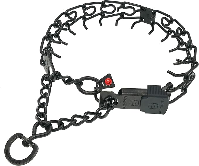 Herm Sprenger Black Stainless Steel Dog Collar with Short Links and Quick Release ClicLock Buckle Made in Germany (20in x 3.0mm (Neck Size up to 16-17in)
