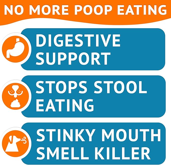 No Poo Chews for Dogs - Coprophagia & Stool Eating Deterrent with Probiotics, Digestive Enzymes & Breath Aid Support - Stop Dog Poop Eating - Made in USA - 120 Soft Chews