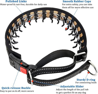 Mayerzon Martingale Collar for Dogs, No Pull Dog Collar with Reflective Strip for Small Medium Large Dogs, Anti Pulling Dog Collar with Buckle for Walking Training, Safe for Night Walk(Black, M)
