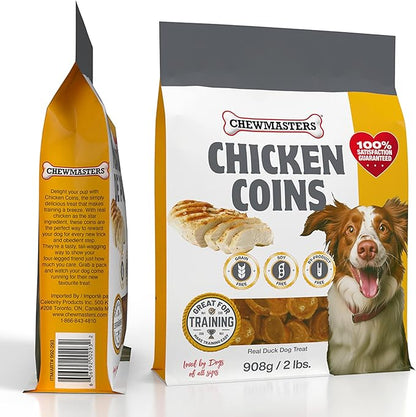 Chewmasters Chicken Coins Training Treats for Dogs (32 oz) – Dog Training Treats – Healthy Rewards – Real Chicken Meat Bites for All Breeds