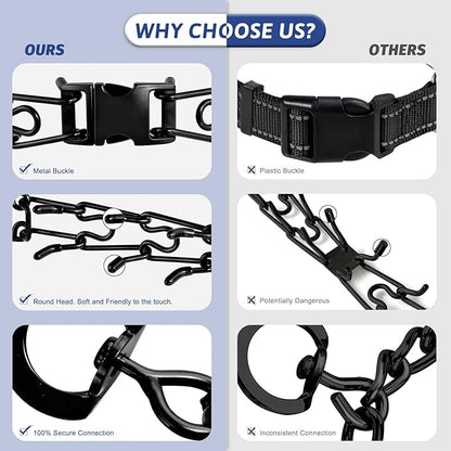 Pinch Collar for Dogs, Prong Training Collar with Quick Release Buckle for Dog Pulling Behavior Correction, Adjustable Pinch Leashes (M/L / 18-23" Neck Size)