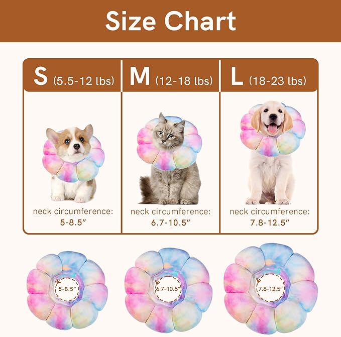 Dog Collar Cone Soft, Adjustable Cute Flower Shape for Claming Dog Cat Cone After Surgery, Pet Recovery Anti-Lick Collar