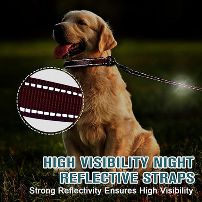 Dog Collar for Medium Small Large Dogs Reflective with Leash,Collar and Leash for Dogs,Soft Neoprene Padded 2 Pack(Red,S)