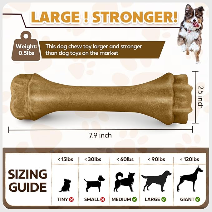 PUPTILY Dog Toys for Aggressive Chewers, Indestructible Bones for Aggressive Chewers, Tough Puppy Chew Toy for Heavy Duty Dogs, Big Dog Teething Toys with Durable Nylon for Large/Medium Breed Puppies