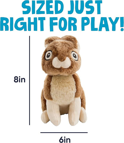 goDog Wildlife Rabbit Squeaky Plush Dog Toy with Chew Guard Technology, Durable Fabric & Squeaker for Active Play, Brown, Large