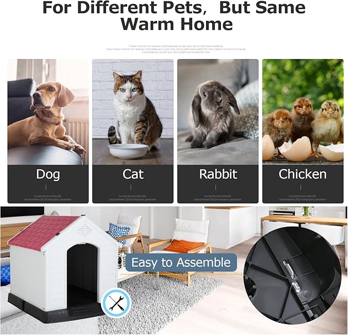 BestPet Dog House Indoor Outdoor Insulated Kennel Durable Plastic Dog House for Small Medium Large Dogs Weather & Water Resistant Pet Crate with Air Vents and Elevated Floor