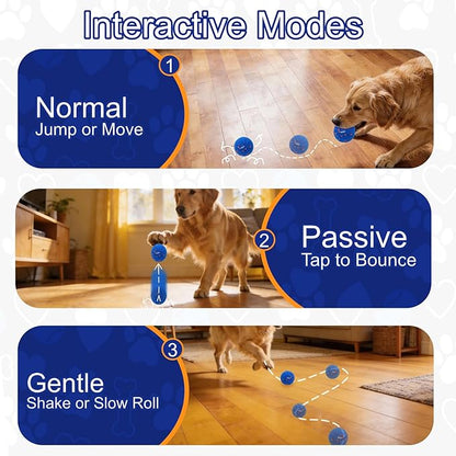 Ombrael Smart Interactive Dog Ball，Automatic Moving, Bouncing, Spinning Ball, Chew-Resistant & Washable E-TPU Rubber Toy, Perfectly Sized for the Mouths of Medium to Large Dogs