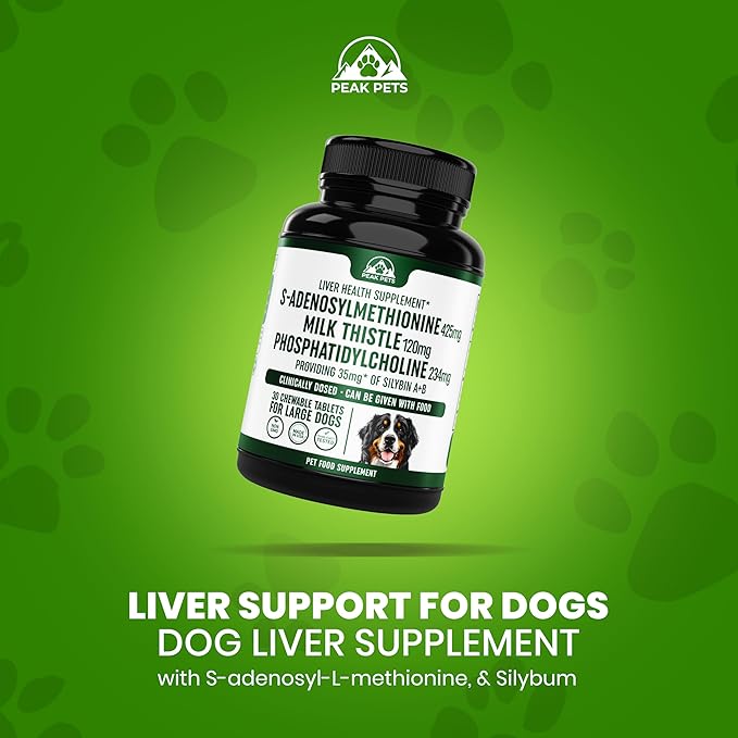 Liver Support Supplement for Large Dogs with Silymarin (Same & Silybin) S-Adenosyl-L-methionine (SAM-e) & Silybum (Milk Thistle) Dog Liver Supplement - 3rd Party Tested, Non GMO - 30 Chewable Tablets