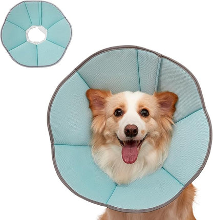 MAXFUT Dog Cone Collar,Soft Cone for Dogs to Stop Licking After Surgery,Non Inflatable Dog Donut Cone (Light Blue, XL)