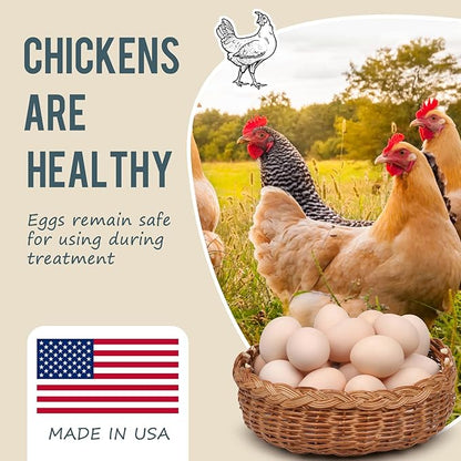 Chicken De-wormer: an All-Natural Health Formula, 120 Tablets, Safe for Eggs During Use, Complete Poultry Medicine Supplies, US-Made, Effective for Poultry and Ages.