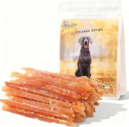 Pawmate Chicken Jerky Strips Dog Treats, Natural Dehydrated Chicken Snacks w/Taurine, Soft & Chewy Training Treats for Small Medium Large Dogs, Rawhide-Free, Grain-Free, 10.6 oz