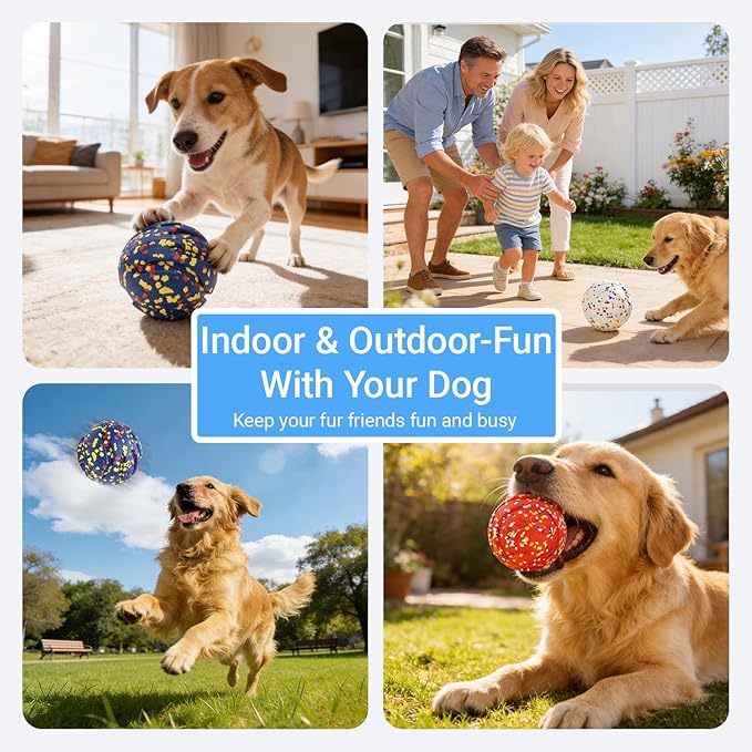 Mankoda Durable ETPU Dog Toy Ball, 5 Inch Big Dog Balls for Aggressive Chewers - Hollow Design and Textured Gullies/Non-Toxic Bite/Built-in Low-Noise Bell, Dog Chew Toy for Medium/Large Dogs