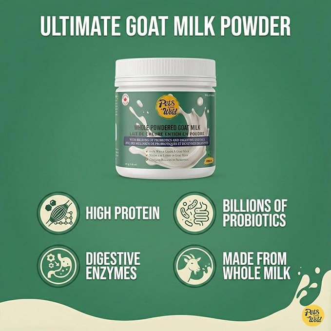 Pets Gone Wild | Goat Milk Powder with Spirulina | Non-GMO & Picky Eater Friendly | Nutrient-Dense Supplement for Daily Wellness & Hydration | 250 G