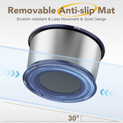 4.5L/1.2Gal Dog Water Bowl, No Spill Stainless Steel Slow Water Bowl for Medium Large Dogs, Large Capacity Splash Proof Slow Drinking Water Bowls with Anti-Slip Mat for Mess Drinkers, Blue